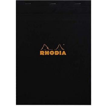 Bloc Rhodia A4, grapado, tapa negra, número 18