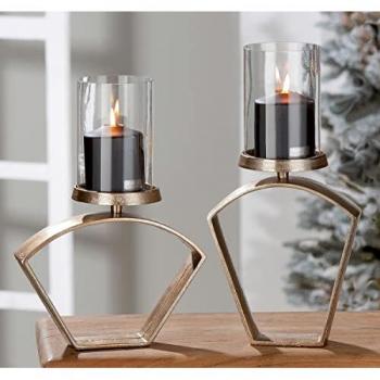Gilde Nostro Windlicht aus Aluminium mit Glaseinsatz – Weihnachtsdeko