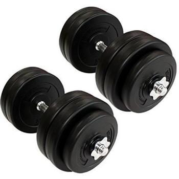 POWRX Hantelset 30 kg – 2 Kurzhanteln, 15 kg pro Stück, Kunststoff, Sternschloss