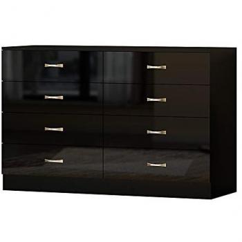 Chilton Wide 8 Drawer Black Gloss Chest of Drawers