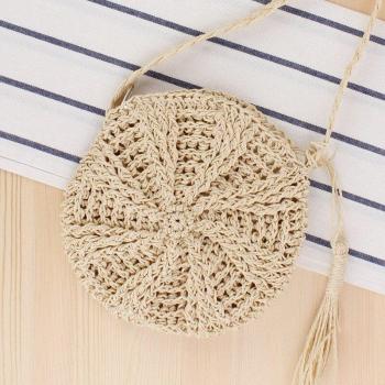 Bolsa de mensajero de paja para mujer