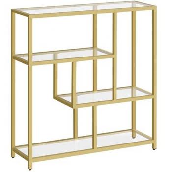 Libreria 4 Ripiani in Vetro e Oro Pallido 30 x 100 x 103 cm