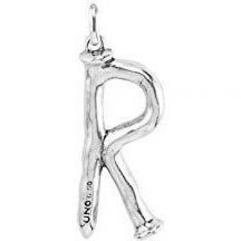 Charm letra R bañado en plata de ley UNO de 50