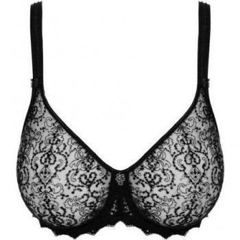 Cassiopee Black Seamless Full-Cup Bra, 32E Plus Size