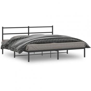 VidaXL Metal Bed Frame without Mattress with Headboard Black 193x203cm