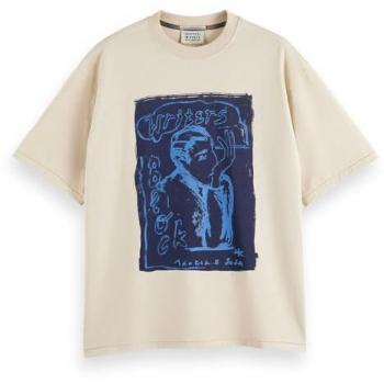 Motivgedrucktes Scotch & Soda T-Shirt in Beige, Größe XL (Männer)
