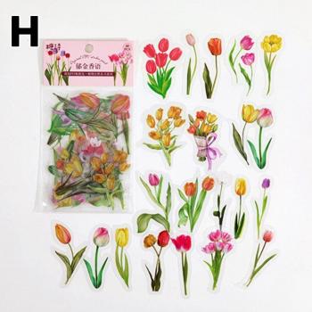 Transparent PET Rose Tulip Stickers for Motorcycle and Laptop