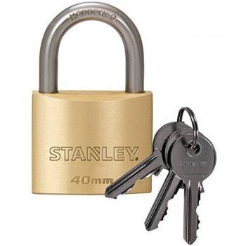 Stanley 40 mm Vorhangschloss aus Messing – Bügel & Schlüsselset