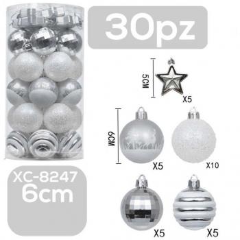 Paquete de 30 Bolas de Navidad de 6 cm para Decoración de Árbol Xc-8247