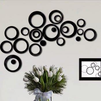 3D Mirror Effect Acrylic Wall Sticker Circles