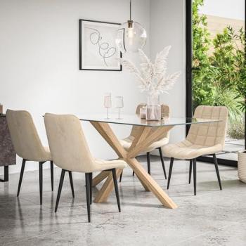 Etta Dining Table and Velvet Chair Set of 4