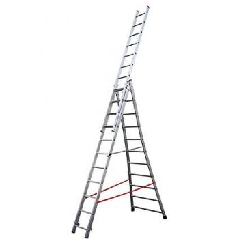 Echelle transformable base évasée 3 plans 3x11 échelons 7m30 en alu Hailo Premium Vert Taille unique