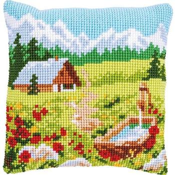 Vervaco Kissen Bergwiese mit Stickvorlage