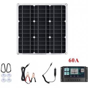 200W Solar Panel with 60A MPPT Controller, 18V LCD Display, USB & Type-C Charging Ports, Portable Battery Charger for Vehicles