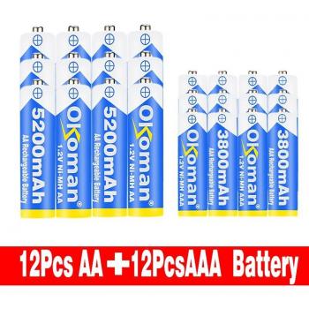 Okoman Hochkapazitäts-Akkus 5200mAh AA + AAA 3800mAh