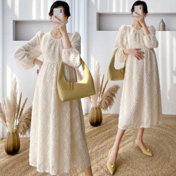 Elegantes Kordelzug-Kleid für Schwangere – Koreanischer Stil, 2022