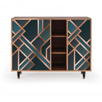 Buffet moderne bleu-vert 3 tiroirs et 1 porte L 125 cm