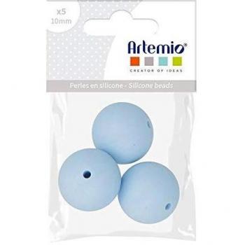 Perles en Silicone Rondes 15 mm Couleur Bleu Pastel