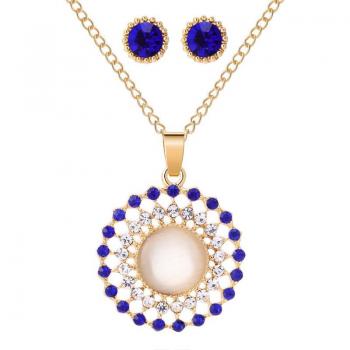 Hollow Circle Opal Necklace and Earring Duo