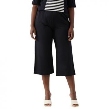 Ulla Popken Damen-Slinky‑Culotte in Blau – Größe 58/60, weites Bein, wadenlang