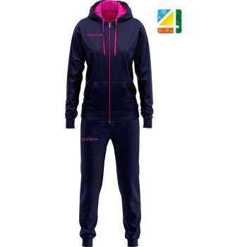 Givova Damen Trainingsanzug Baumwoll-Frottee Blau/Fuchsia Größe S