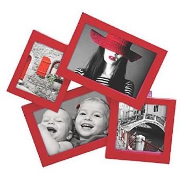 Cornice 4 Foto Storty Effetto Legno Rosso