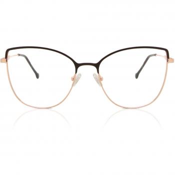 Cat Eye Full Rim Metal Women's Prescription Glasses Brown Size 56