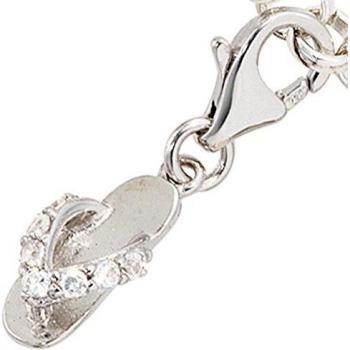 Einhänger Charm Flip-Flop 925 Silber rhodiniert mit Zirkonia