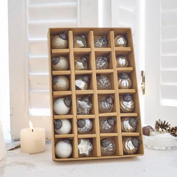 Lot de 24 ornements de Noël Sanary, argentés (3 cm)