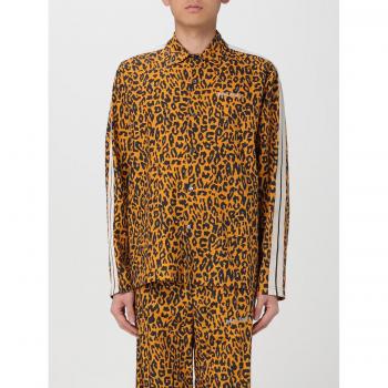 Palm Angels S Orange Animal Print Silk Shirt