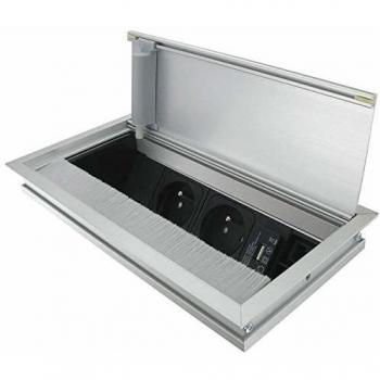 Borne en‑castrable versaflap (ASA) – 120 mm – 2 prises secteur + USB 5 V + 2 RJ45