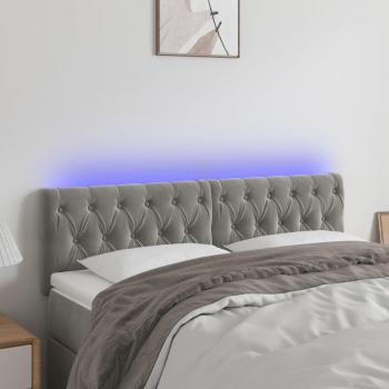 VidaXL Samt Kopfteil mit LED-Beleuchtung Hellgrau 160x7x78/88 cm