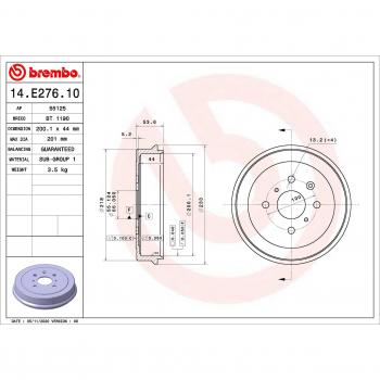 Piatto freno Brembo 14.E276.10, per Toyota (set di 2)