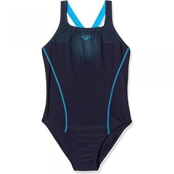 Speedo Women's Tech Placement Medalist Athletic Swimsuit, True Navy/Pool, Size 42