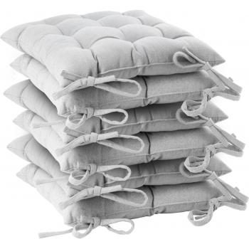 Outdoor Square Seat Cushions for Patio Chairs, Pack of 6 (40cm), Gray