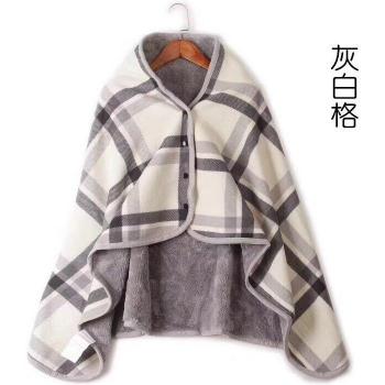 Warm Plaid Fleece Poncho Blanket
