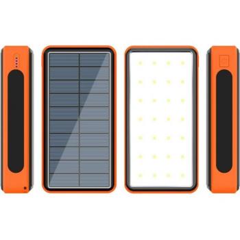 Cargador externo solar 80000mAh, 4 puertos USB, luz LED