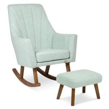 Tutti Bambini Jonah Luxe Rocking Nursing Chair and Foot Stool in Ocean Stone