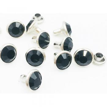 Goujons rapides en cristal noir 6mm & 8mm, base métallique, 100 ensembles