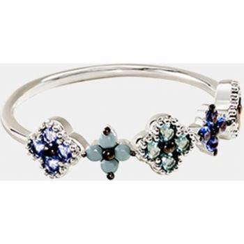 Anillo Agatha Paris Beloved Flores de Plata y Circonita