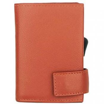 SecWal 2 Orange Leather Card Keeper – RFID Safe