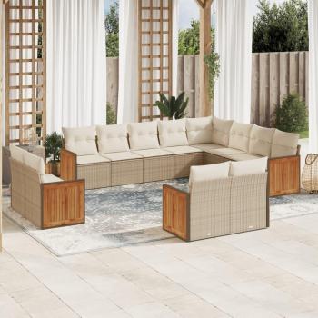 Set Divani da Giardino 12 pz Beige in Polyrattan