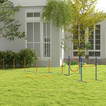 8 Piece Dog Agility Equipment Set with Weave Poles, Jump Ring, Hurdle, Pause Box