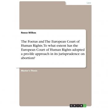 The Foetus and The European Court of Human Rights. To what extent has the European Court of Human Rights adopted a pro-life approach in its jurisprudence on abortion?: Magisterarbeit