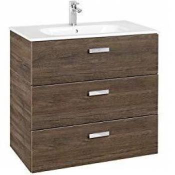 Lavabo y mueble base Unik Family Victoria Basic Roca, 80 cm, color cedro