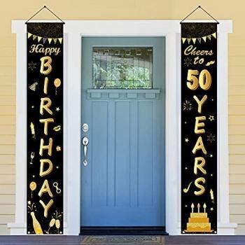 50 Years Young Celebration Porch Sign – Black Gold