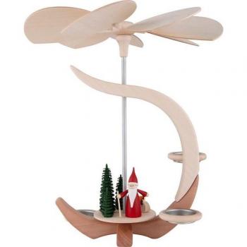 C-Form Weihnachtspyramide mit Schlitten und Wichtel, 30 cm