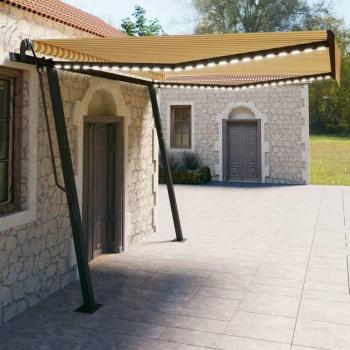 Toldo Automático LED + Vento Sensor VidaXL 4x3m Amarelo/Branco