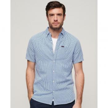 Camisa Manga Corta Seersucker Azul