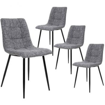 Lot 4 chaises Strib Tissu gris tacheté piètement acier